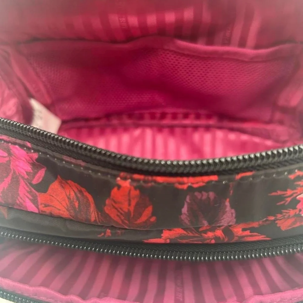 Victoria's Secret Dark Floral Double Zip Cosmetic Bag Travel Pouch NWT